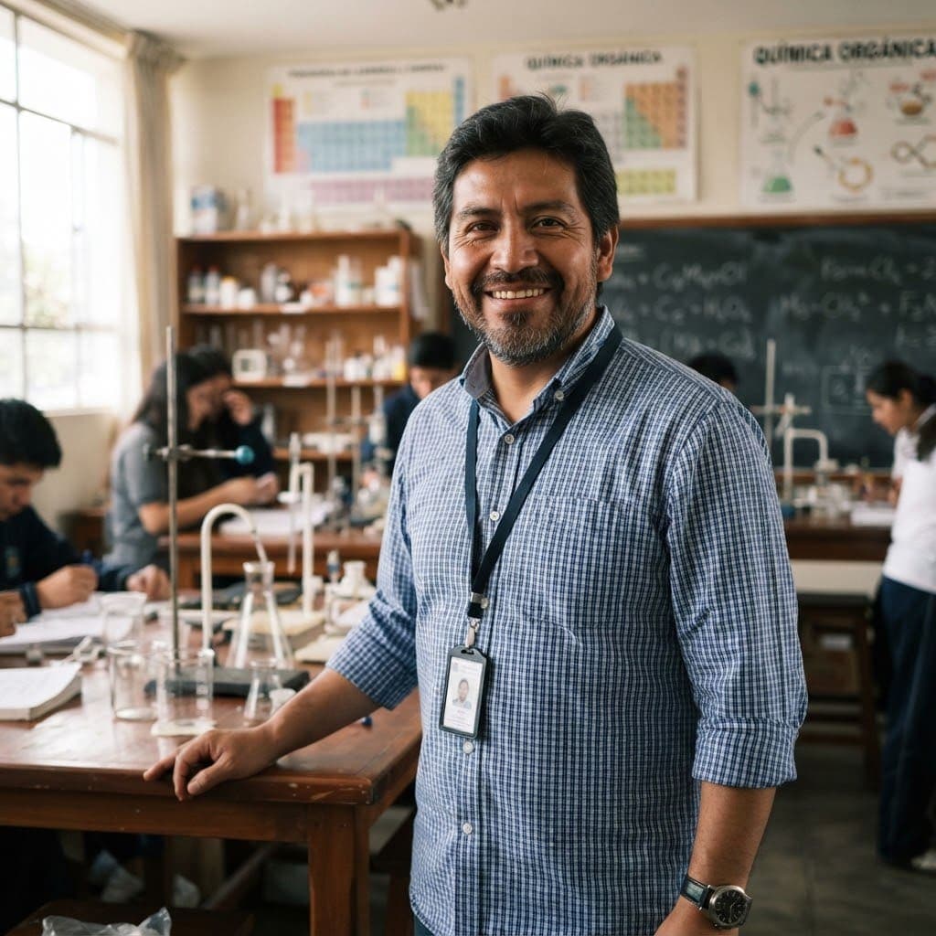 Retrato del profesor Manuel Rojas en el laboratorio