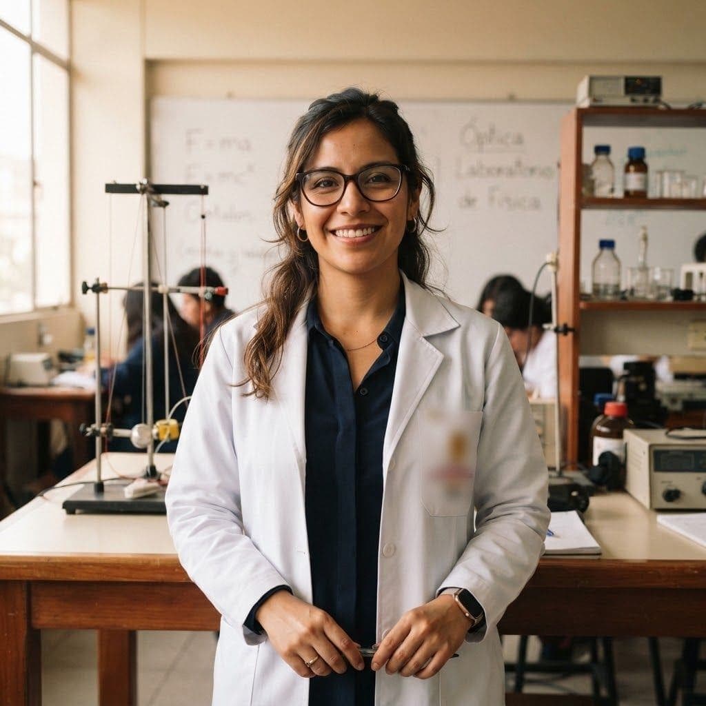 Retrato de la profesora Patricia Mendoza en el laboratorio