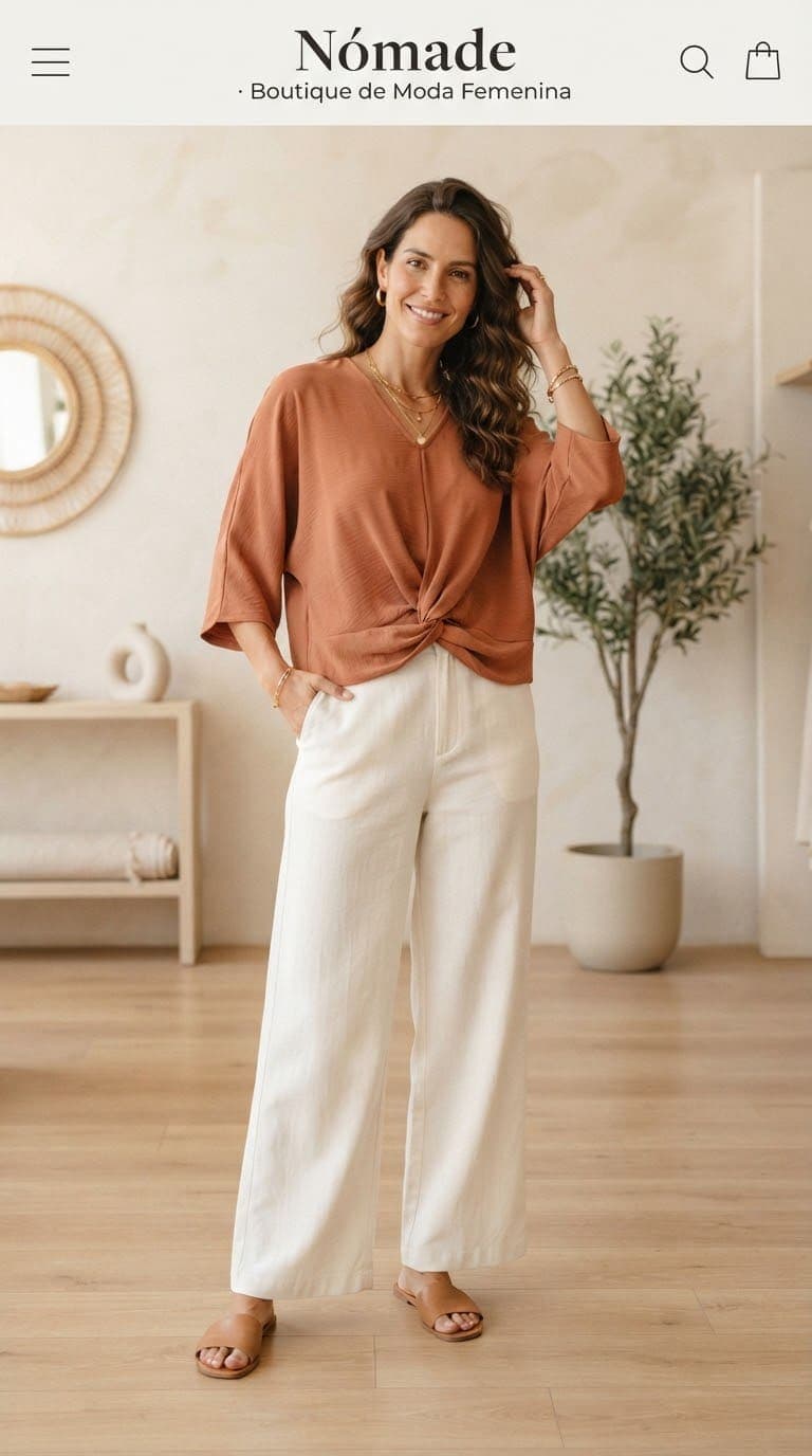 Blusa terracota con nudo al frente