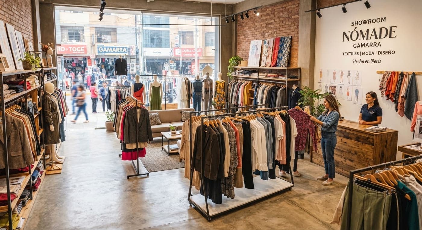 Tienda con percheros de ropa