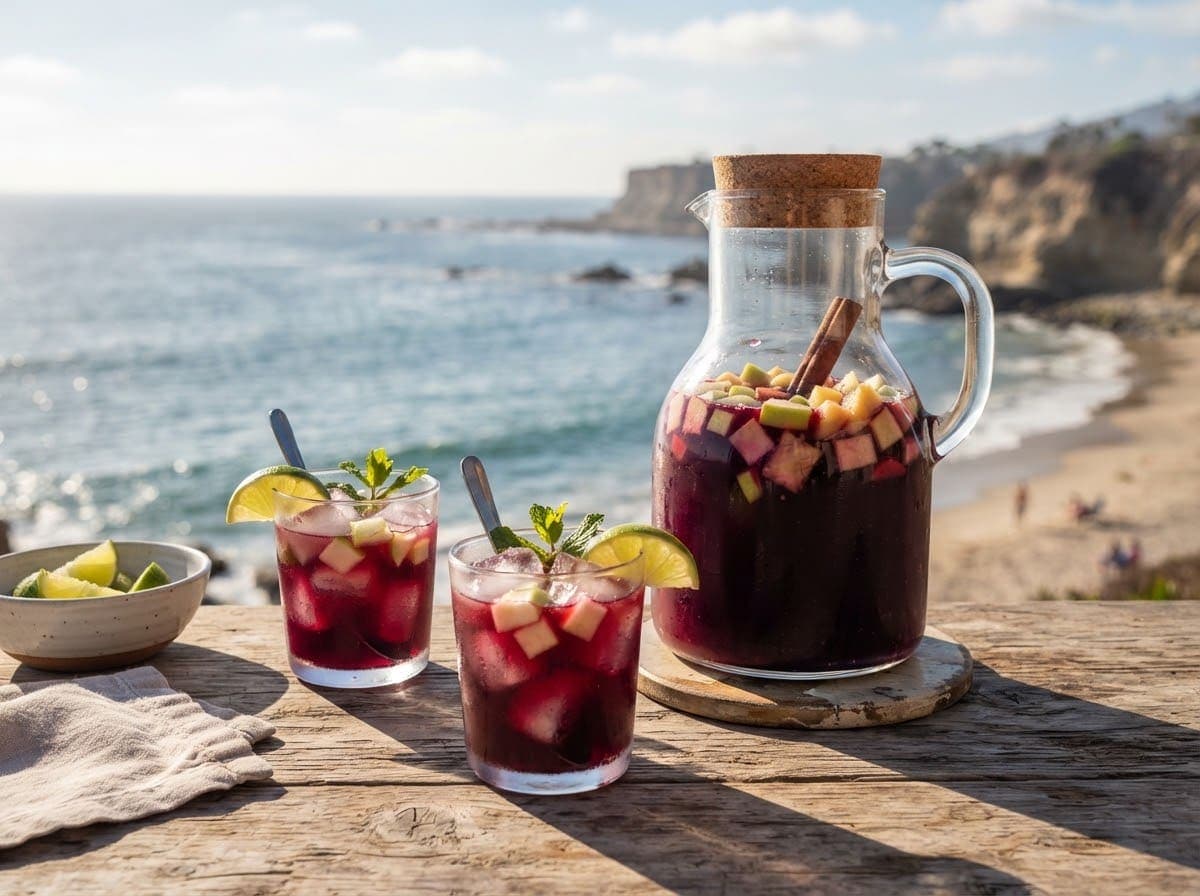 Jarra de chicha morada con vasos