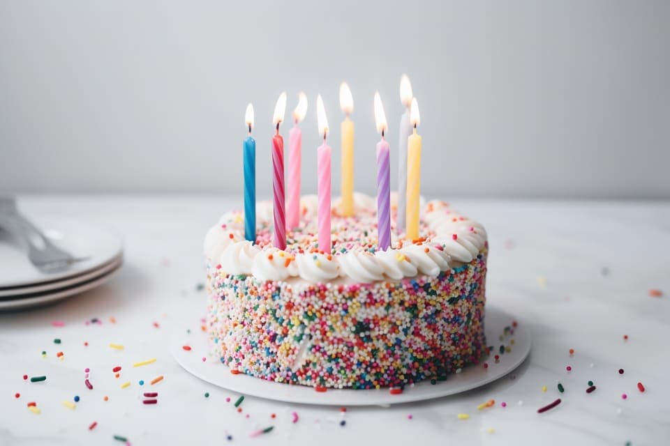 Torta de cumpleaños con velas