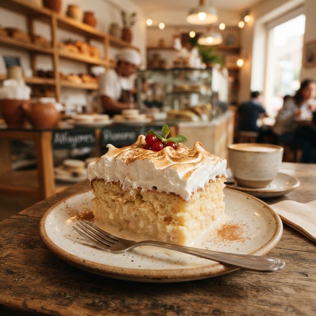Porción de tres leches con merengue tostado