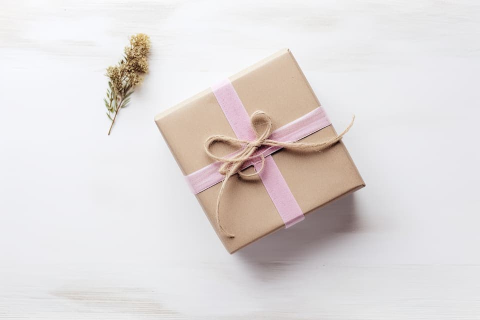 Caja de regalo de papel kraft con lazo
